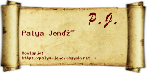 Palya Jenő névjegykártya